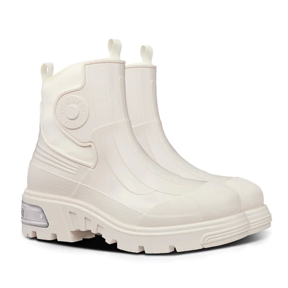 Dior Genesis Off White Logo Neoprene Rubber Winter Snow Short Ankle Rain Boot 38 - Picture 1 of 9